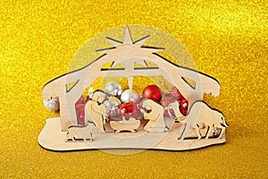 Christmas Nativity Scene of baby Jesus in the manger with Mary and Joseph