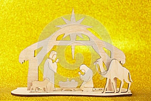 Christmas Nativity Scene of baby Jesus in the manger with Mary and Joseph