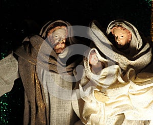 Christmas nativity scene with baby Jesus, Mary & Josep