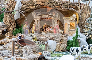 Christmas Nativity scene - Baby Jesus, Mary, Joseph and animals