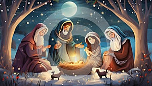 christmas nativity scene with baby