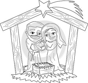 Christmas Nativity Scene Coloring Page