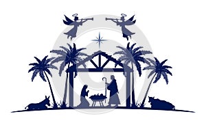 Christmas Nativity scene greeting card background.