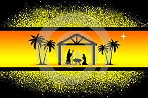 Christmas Nativity scene greeting card background.