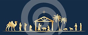 Christmas Nativity scene greeting card background. Vector EPS10.