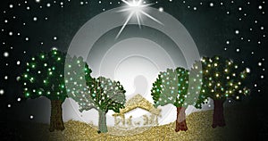 Christmas Nativity Scene greeting card, panoramic image
