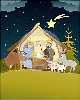 Christmas nativity scene with Holy Family
