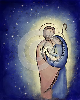 Christmas nativity scene Holy family Mary Joseph and child Jesus