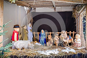 Christmas nativity scene of jesus birth