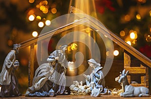 Christmas nativity scene; Jesus Christ, Mary and Joseph