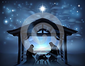 Christmas Nativity Scene Jesus Manger Silhouette