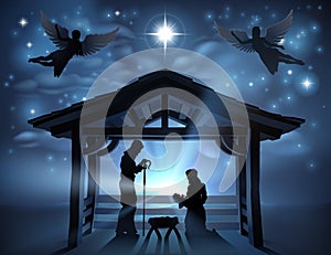 Christmas Nativity Scene Jesus Manger Silhouette