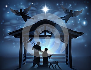 Christmas Nativity Scene Jesus Manger Silhouette