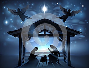 Christmas Nativity Scene Jesus Manger Silhouette