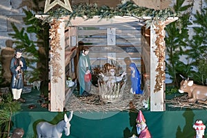 Christmas nativity scene with Joseph Mary and Jesus