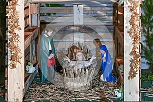 Christmas nativity scene with Joseph Mary and Jesus