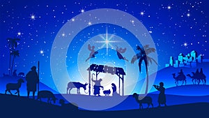 Christmas Nativity Scene with Manger Silhouette