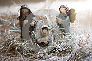 Christmas Nativity Scene. Rustic Christmas decoration