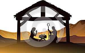 Christmas Nativity Scene Silhouette