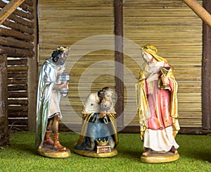 Christmas nativity scene in the stable of Bethlehem