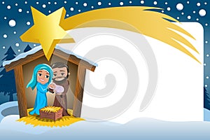 Christmas Nativity Scene Winter Snowy Frame Comete