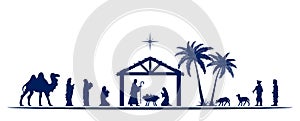 Christmas Nativity scene greeting card background. Vector EPS10.