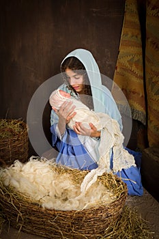 Christmas nativity with Virgin Mary