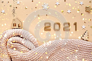 Christmas and New Year 2021, plaid, decorations
