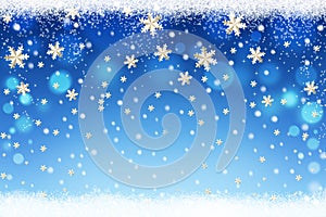 Christmas and New Year abstract bokeh snow background with snowflakes