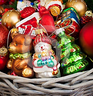 Christmas or New Year background with basket