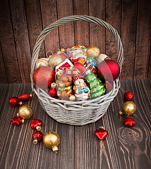 Christmas or New Year background with basket