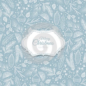 Christmas and New Year background. Bright Winter holiday composition. Greeting card, banner, poster