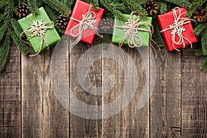 Christmas and New Year background with gift boxes
