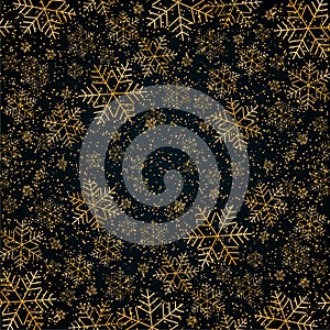 Christmas New Year background with gold snowflakes and glitter Blue festive elegant background Christmas and New Year pattern