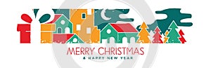Christmas and New Year banner of holiday landscape