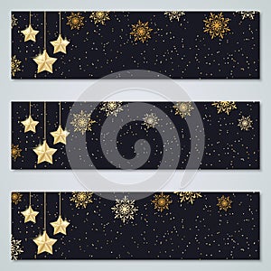 Christmas and New Year black luxury vector banners collection