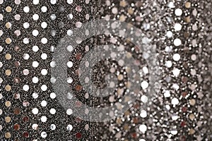 Christmas New Year Black and Silver Glitter background. Holiday abstract texture fabric