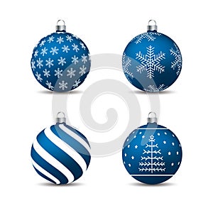 Christmas, New Year - Blue baubles with motives