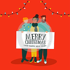 Christmas and New Year card of diverse people team