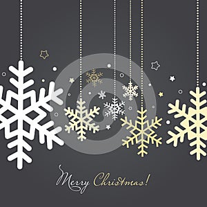 Christmas and New Year card with snowflakes