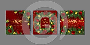 Christmas and New Year Cards set with Gold Lettering