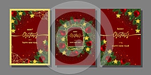 Christmas and New Year Cards set with Gold Lettering