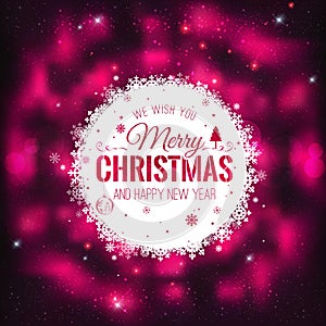 Christmas And New Year cards with Typographical on shiny Xmas background. Vector Illustration.