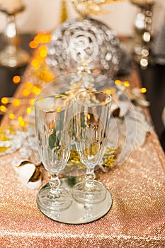 Christmas and New Year celebration with champagne