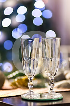 Christmas and New Year celebration with champagne