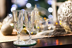 Christmas and New Year celebration with champagne