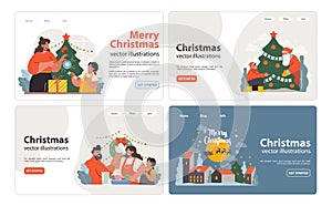 Christmas and new year celebration web banner or landing page set