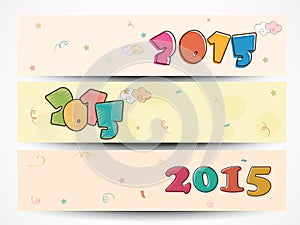 Christmas and New Year 2015 celebration web header or banner.