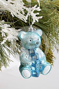 Christmas and New Year christmas blue bear ornament