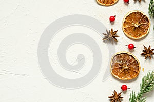 Christmas or New year composition. Copy space. Holiday and celebration concept. Top view.